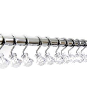12 Hooks Easy Glide Shower Curtain Crystal Silver Rust Resistant Steel